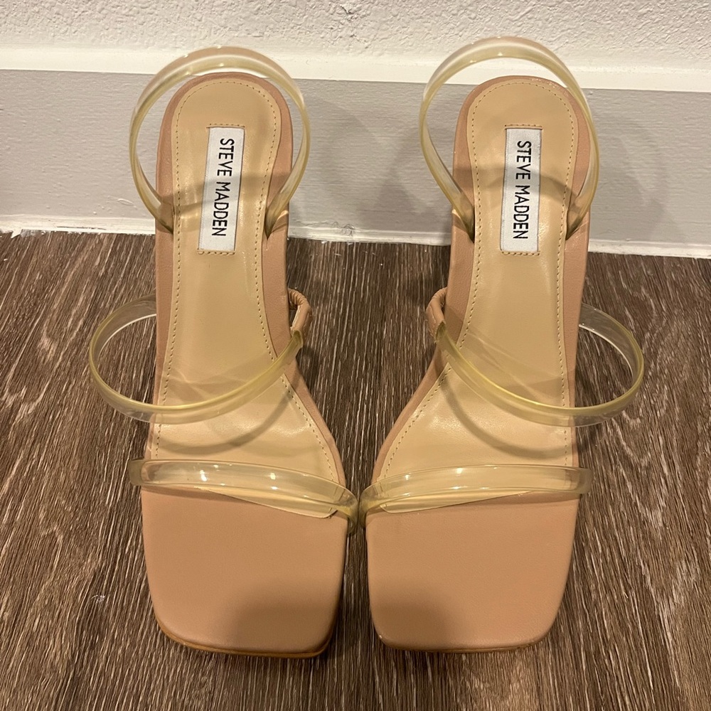 Steve Madden Nude and Clear Heels